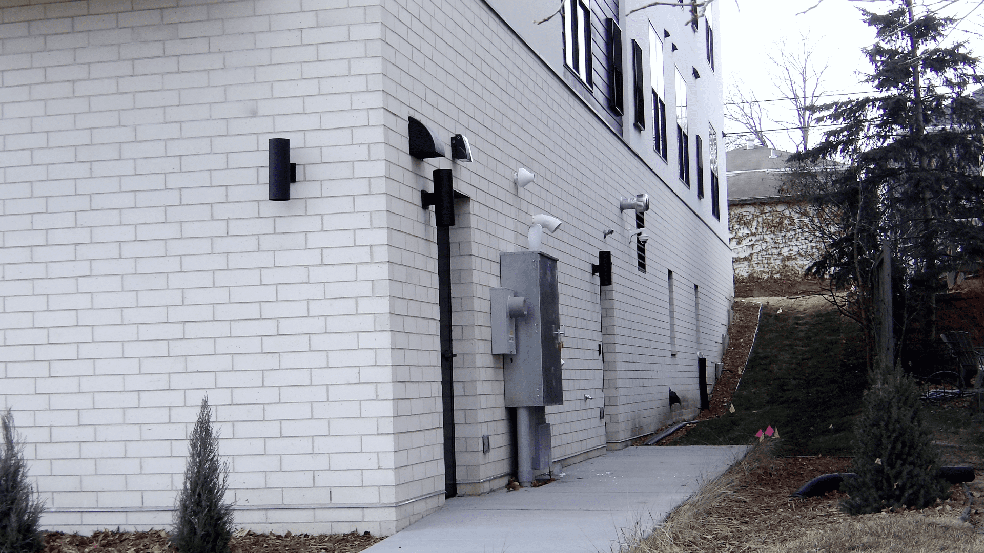 White utility brick on a commercial project in Minneapolis.